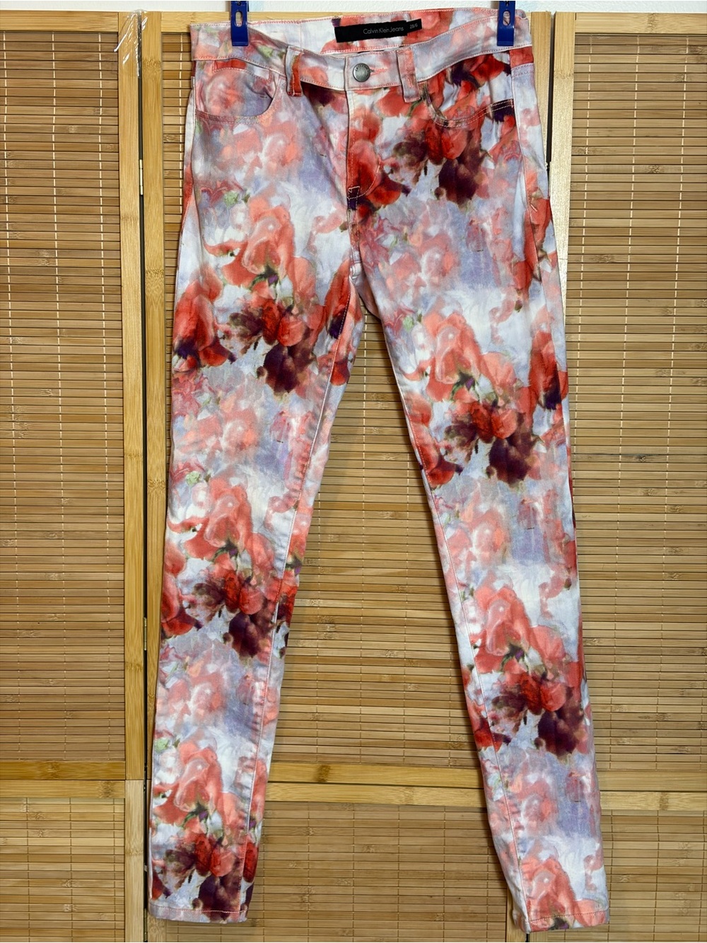 Calvin Klein Floral Print Skinny Jeans 6 (waist 27”) Read Garden